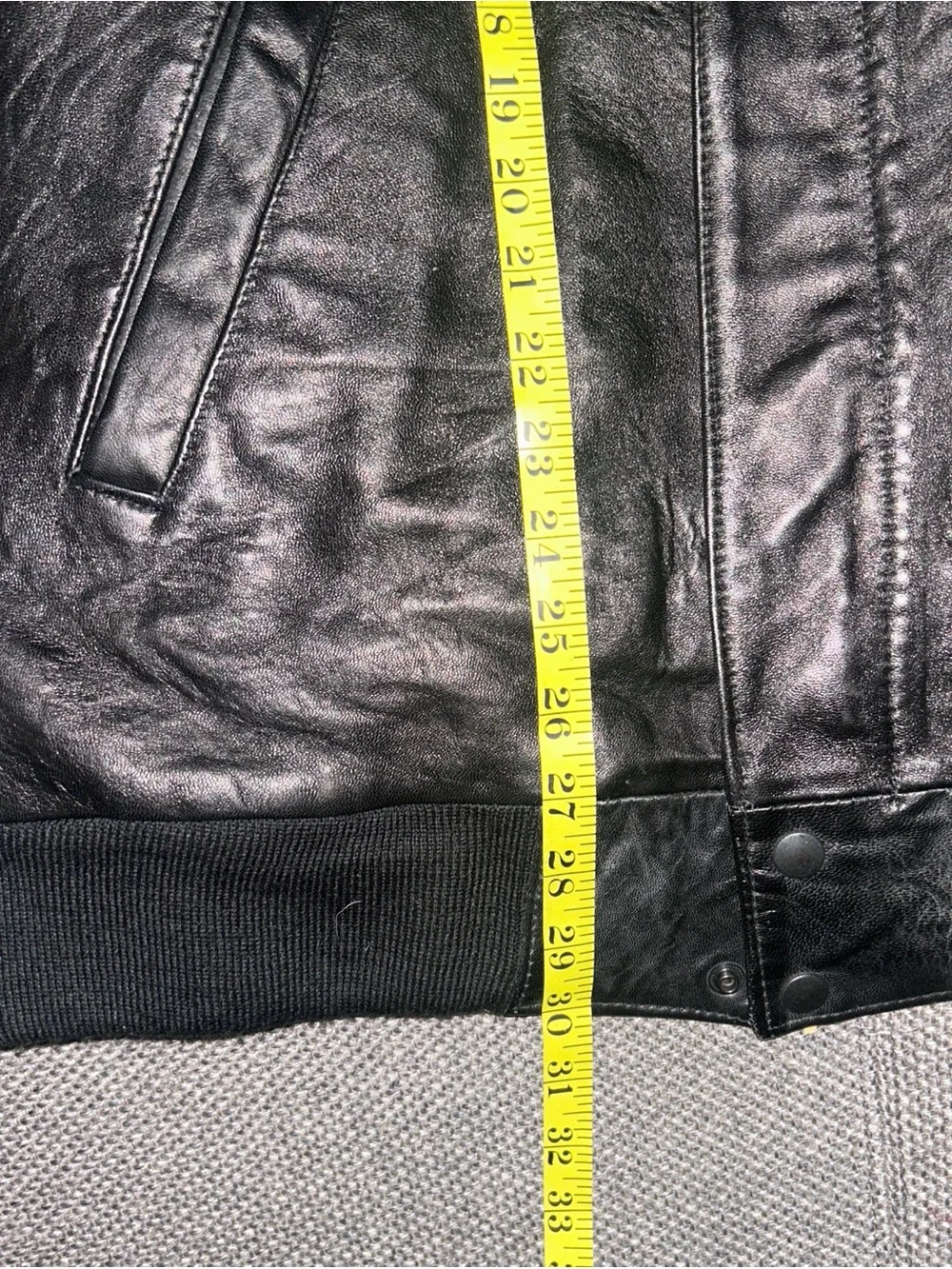 90s Black Genuine Leather Full Zip Bomber Jacket